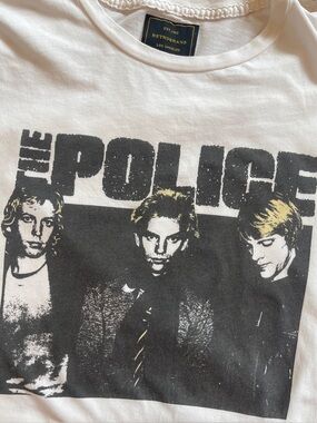 Sting/The Police Band Tee - White with Black/Gold Graphic Sz M Unisex 80s